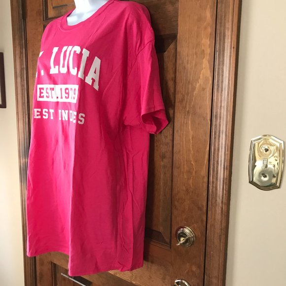 Gildan Pink St. Lucia/West Indies Crewneck Souvenir Tee X-Large - Picture 6 of 10
